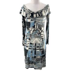 NWT Save the Queen off the shoulder Y2K abstract dress sz L